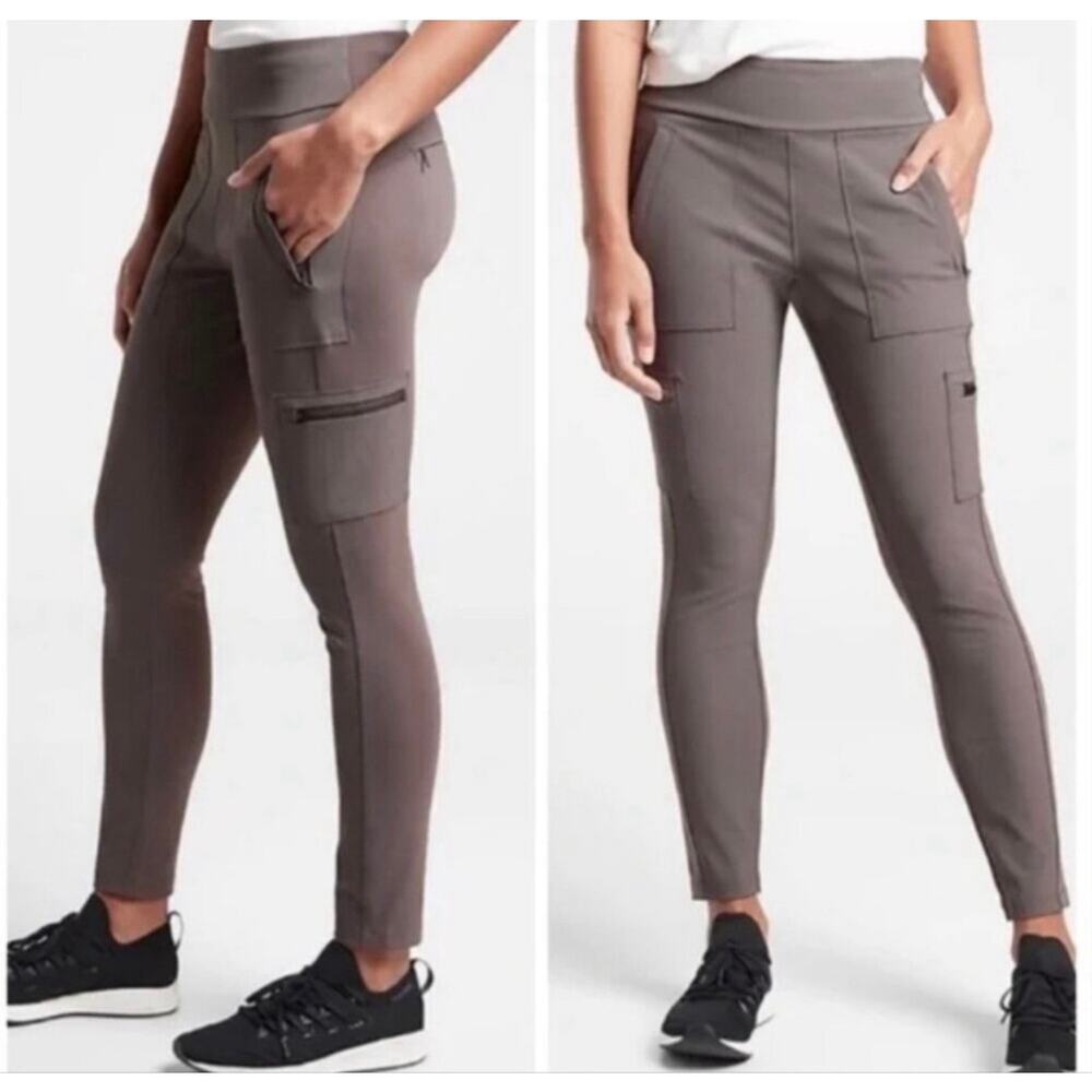 Athleta Headlands Hybrid Cargo Pants in Coffee House Taupe Womens Size 2P *EUC